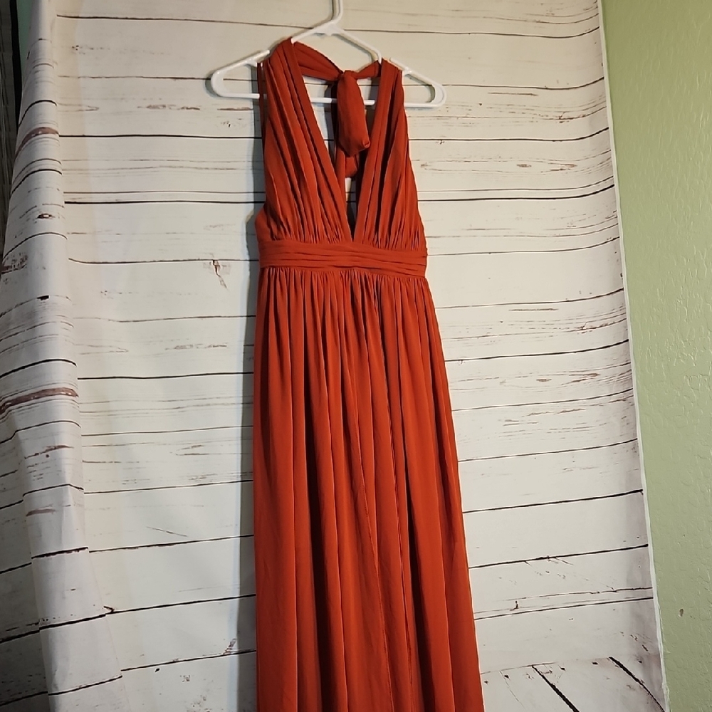 FREE PEOPLE Infinity Convertible Halter Terra Cotta Formal Evening Gown. L